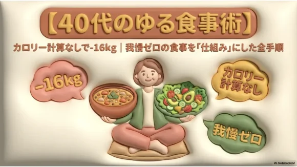 40代のゆる食事術 カロリー計算なし・我慢ゼロで-16kg痩せた全手順のタイトル画像
