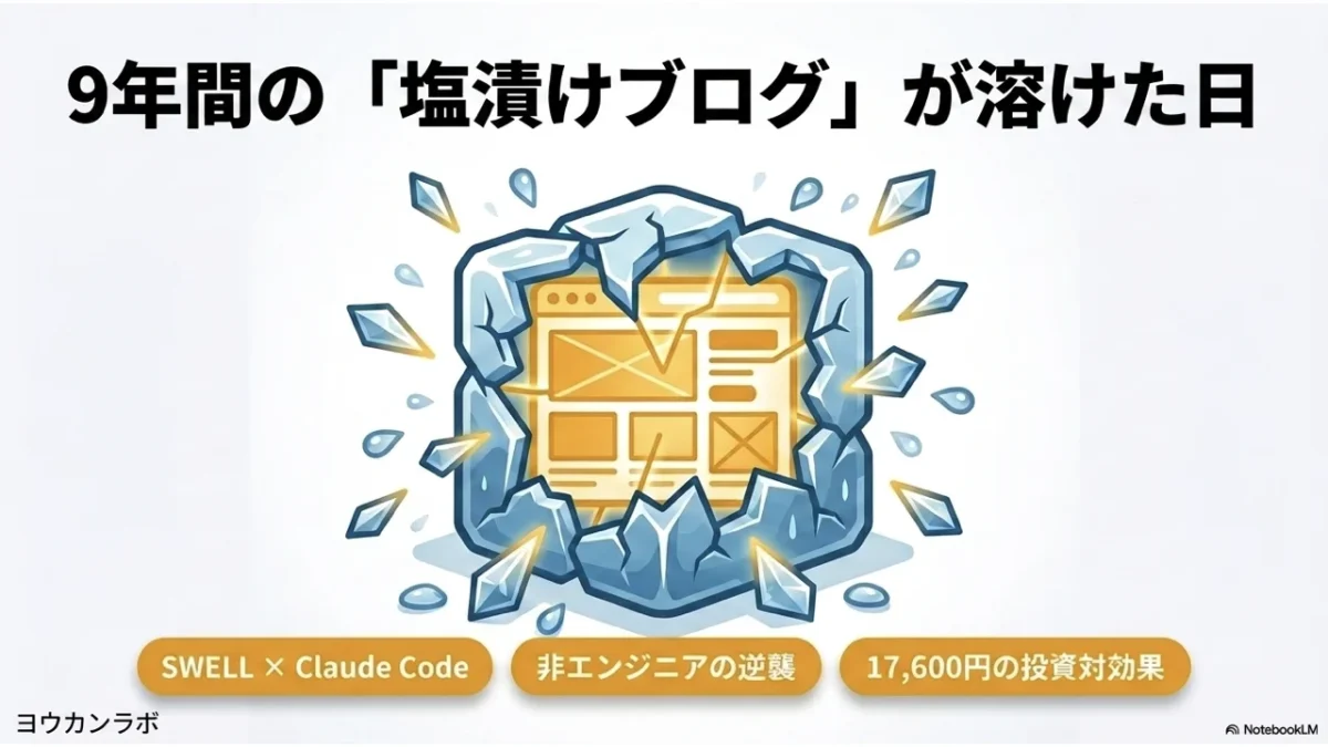 9年放置したブログがSWELLとClaude Codeで動き出すイメージ図