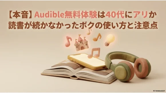 Audible無料体験40代向けレビュー記事のサムネイル