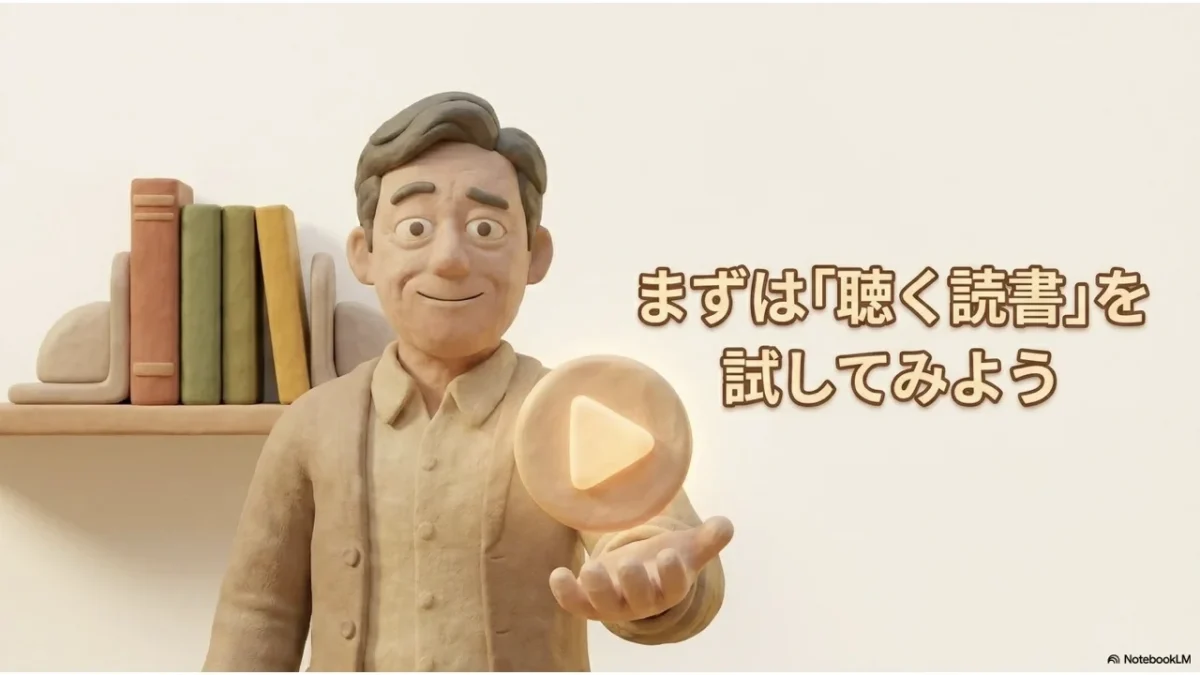 Audible30日無料体験で聴く読書を始める背中を押すイラスト