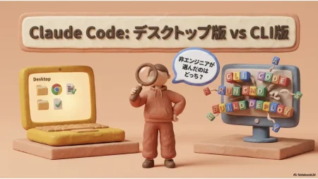 Claude Codeのデスクトップ版とCLI版を非エンジニアが比較する記事のタイトル画像