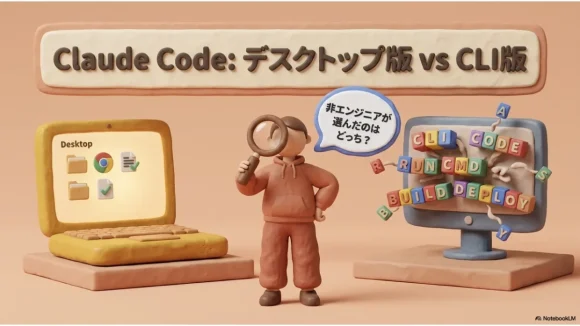 Claude Codeのデスクトップ版とCLI版を非エンジニアが比較する記事のタイトル画像