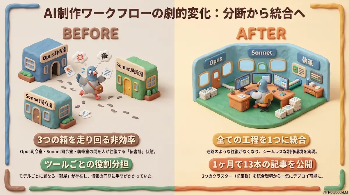 AIと人間の共創ワークフロー:役割の最適な分担|AIが執筆・装飾、人間が戦略・最終判断