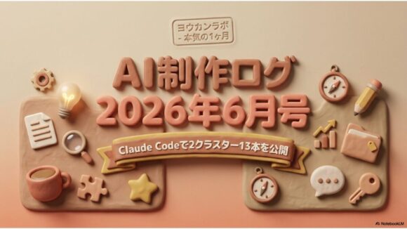 ヨウカンラボ AI制作ログ 2026年6月号|Claude Codeで2クラスター13本を公開した本気の1ヶ月