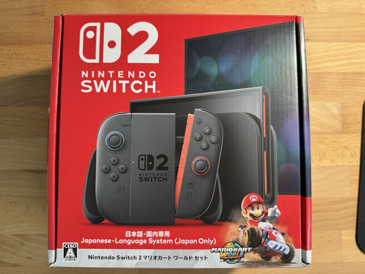 Nintendo Switch 2 マリオカート ワールド セットの箱(2025年7月17日に購入)